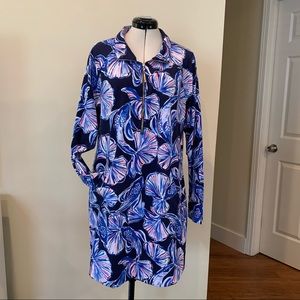 Lilly Pulitzer Black Koi/Fan Popover Dress, XL